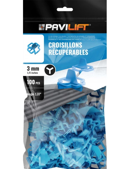100 Croisillons récupérables "Y" 120° 3mm Pavilift - 1