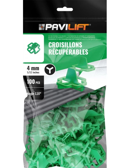 100 Croisillons récupérables "Y" 120° 4mm Pavilift - 1