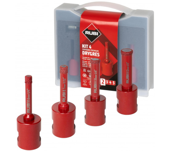 KIT 4 Trépans diamantés Mini Drygres Premium RUBI - 1