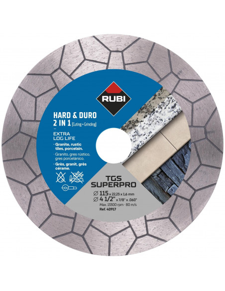 Disque diamant de coupe et de meulage TURBO VIPER - TGS RUBI - 1